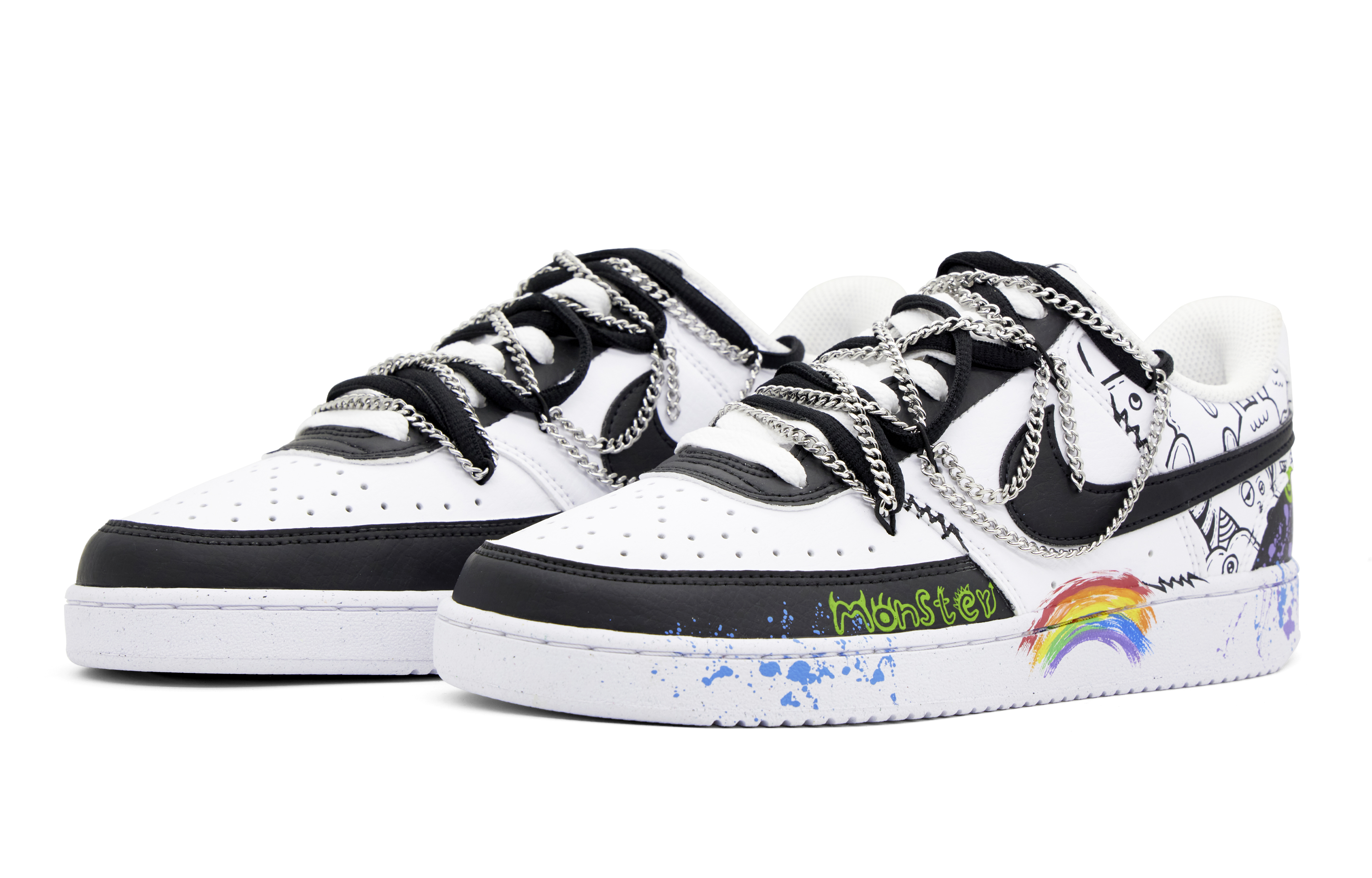 Lookbook [Custom Shoes] Nike Court Vision 1 Low 'Rainbow Hip Hop Black White'