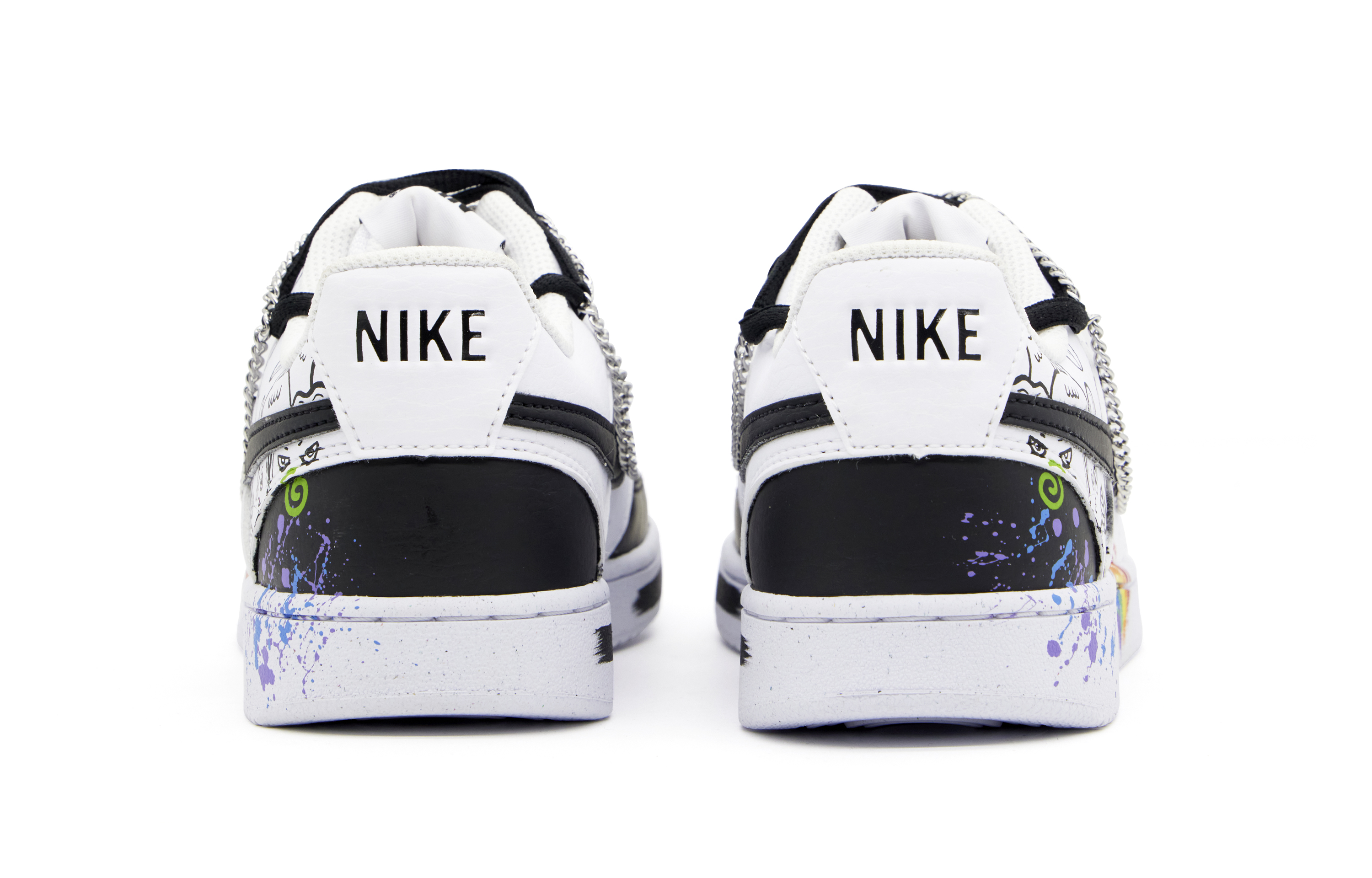 Shop [Custom Shoes] Nike Court Vision 1 Low 'Rainbow Hip Hop Black White'