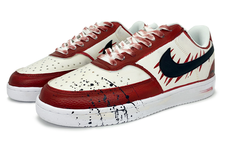 [Custom Shoes] Nike Court Vision 1 Low 'Red Black Watercolor Splatter' 圖 3