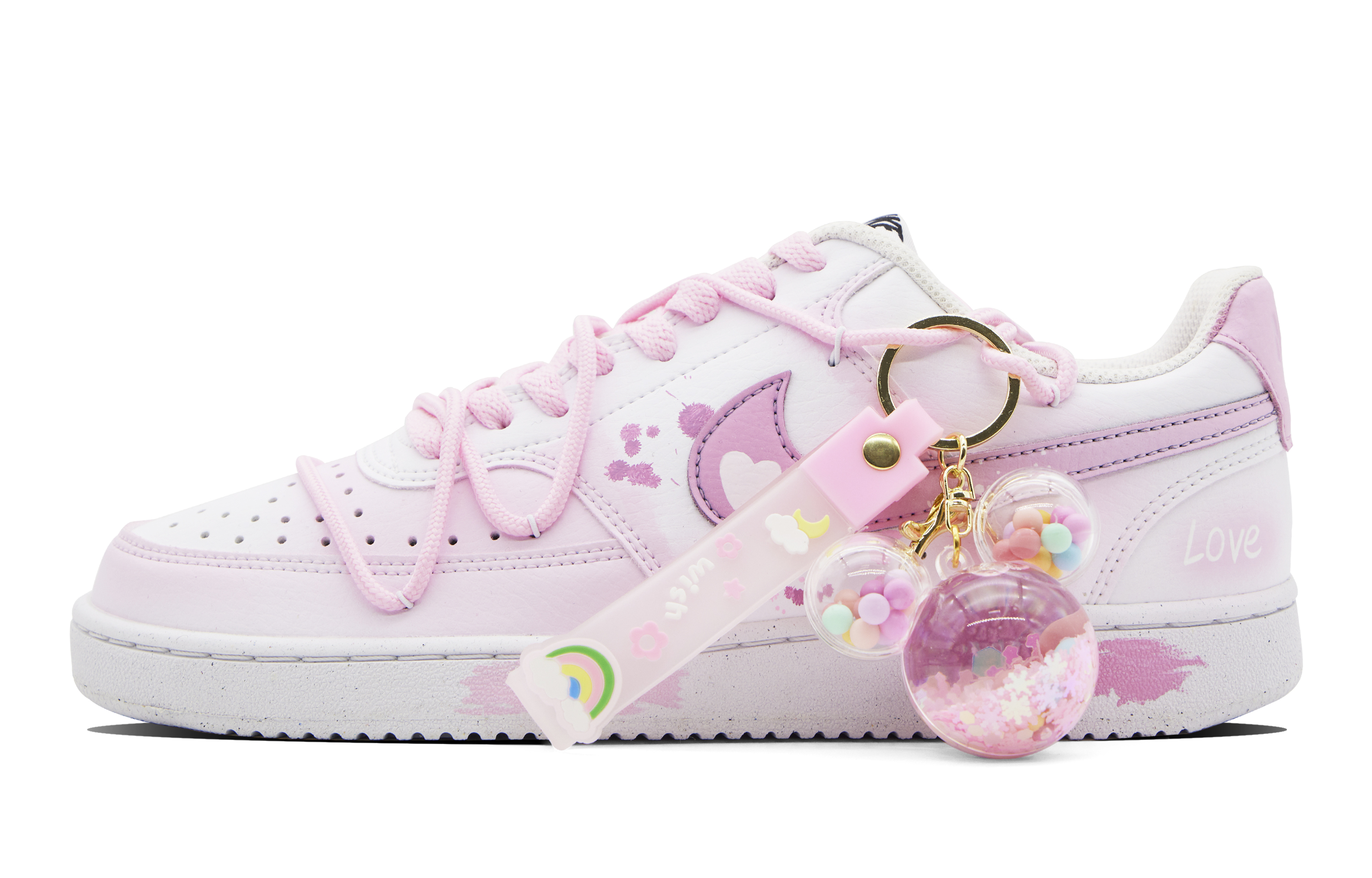 Buy 【客製化球鞋】Nike Court Vision 1 Low 簡約溫馨 療愈系 戀愛日記 浪漫 低筒 板鞋 男款 粉白