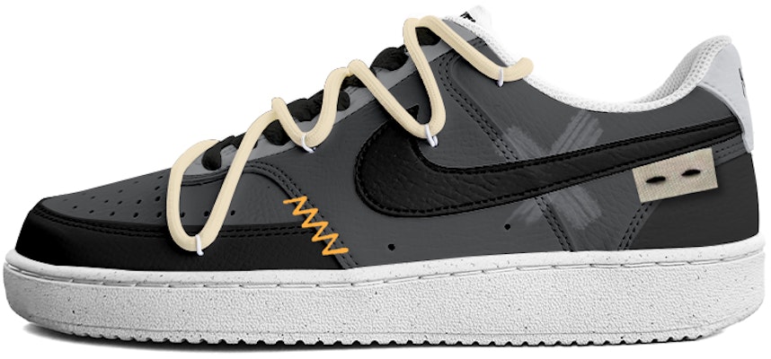 【訂製球鞋】Nike Court Vision 1 Low 沉靜影黑 標籤 手繪 解構鞋帶 防滑耐磨 低筒 滑板鞋 男款 黑灰 Buy 【訂製球鞋】Nike Court Vision 1 Low 沉靜影黑 標籤 手繪 解構鞋帶 防滑耐磨 低筒 滑板鞋 男款 黑灰