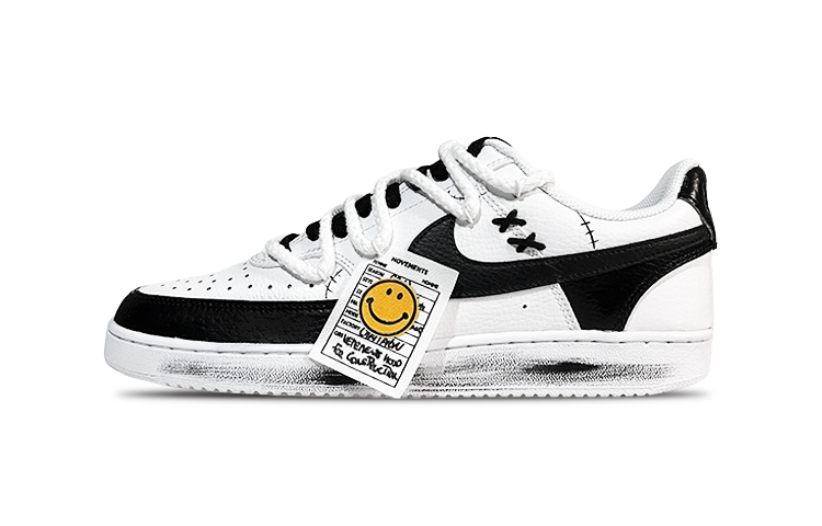 [Custom Shoes] Nike Court Vision 1 Low 'Smiley Bandage Black-White'