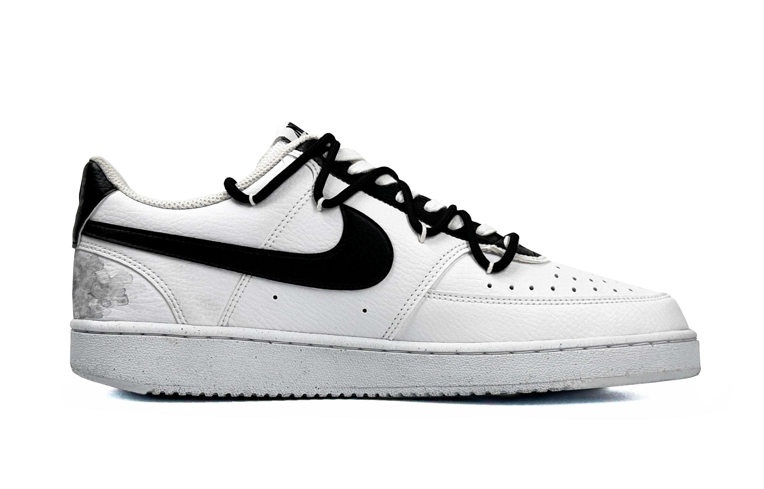 Lookbook [Nike Sepatu Kustom] Nike Court Vision 1 Low 'Songhe Chengxiang Hitam Putih' DH2987-101(Team11-松鹤呈祥男款黑白）