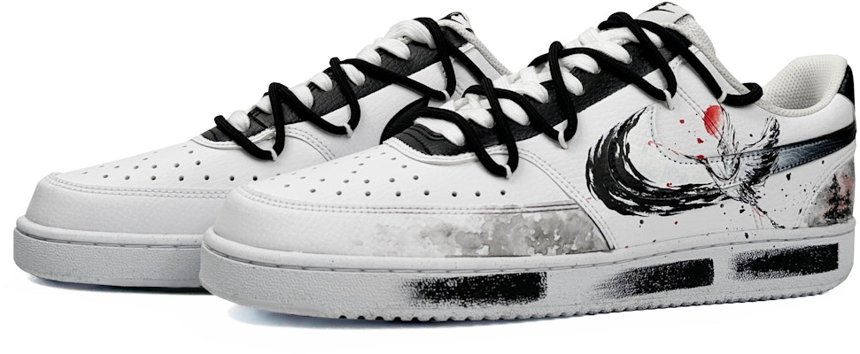 나이키 코트 비전 1 로우 '송하성상' 블랙 화이트 (커스텀) DH2987-101(Team11-松鹤呈祥男款黑白) Shop 나이키 코트 비전 1 로우 '송하성상' 블랙 화이트 (커스텀) DH2987-101(Team11-松鹤呈祥男款黑白)