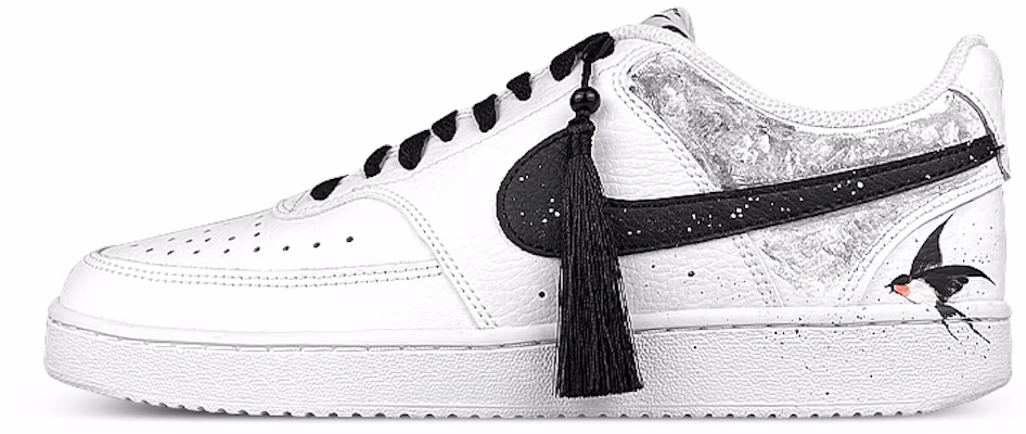 【定制球鞋】Nike Court Vision 1 Low 禮盒 燕雀 流蘇 潑墨 暈染 中國風 低筒 板鞋 男款 白黑 Buy 【定制球鞋】Nike Court Vision 1 Low 禮盒 燕雀 流蘇 潑墨 暈染 中國風 低筒 板鞋 男款 白黑