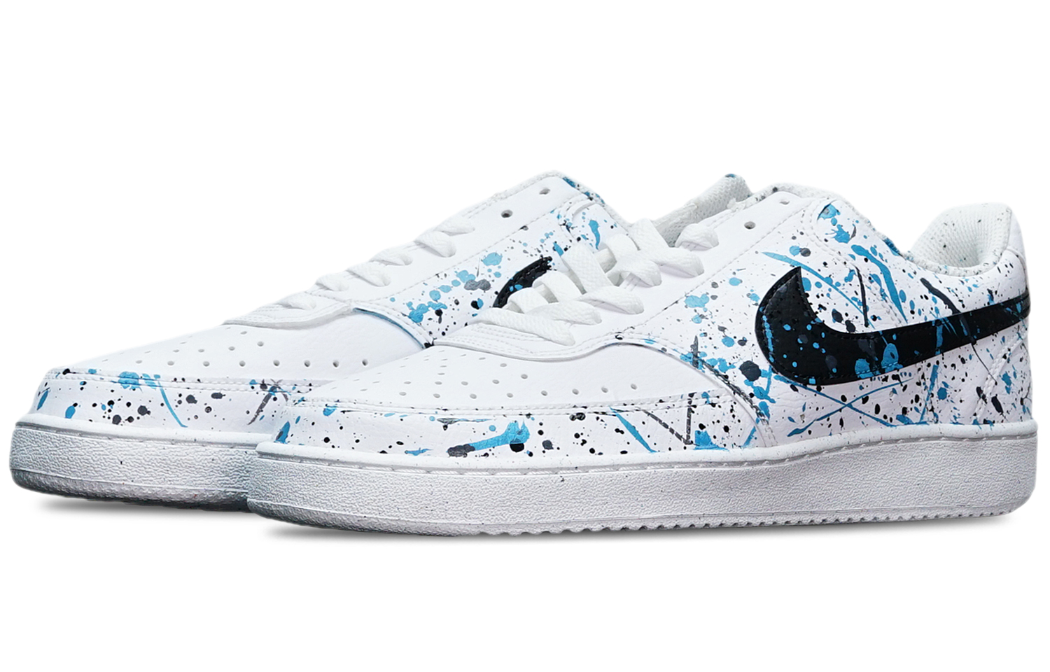 Lookbook [定制鞋] 耐克Court Vision 1 Low '喷溅墨水' DH2987-101(TeamT-中国风泼墨黑白青)