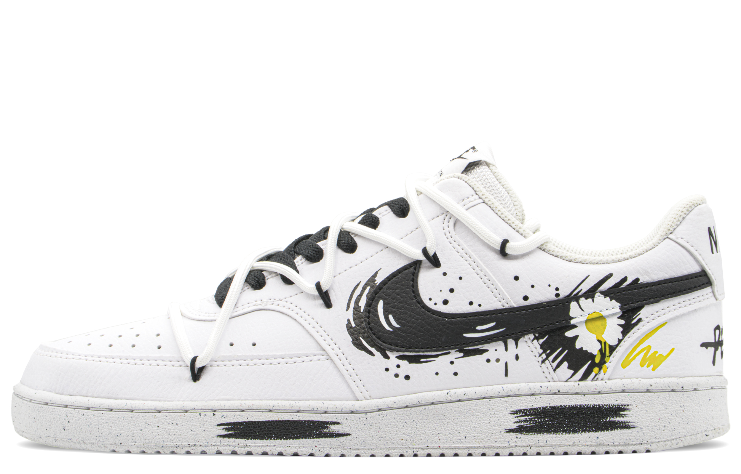nike black and white splatter shoes