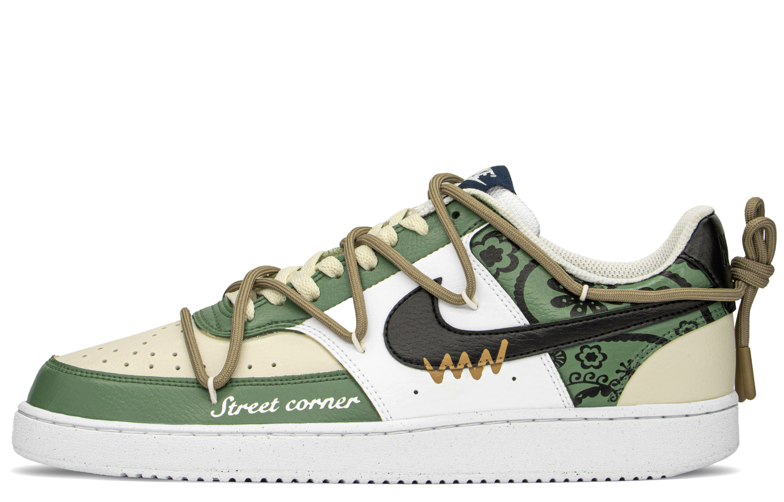 [Custom Shoes] Nike Court Vision 1 Low 'Street Paisley-Khaki Green'