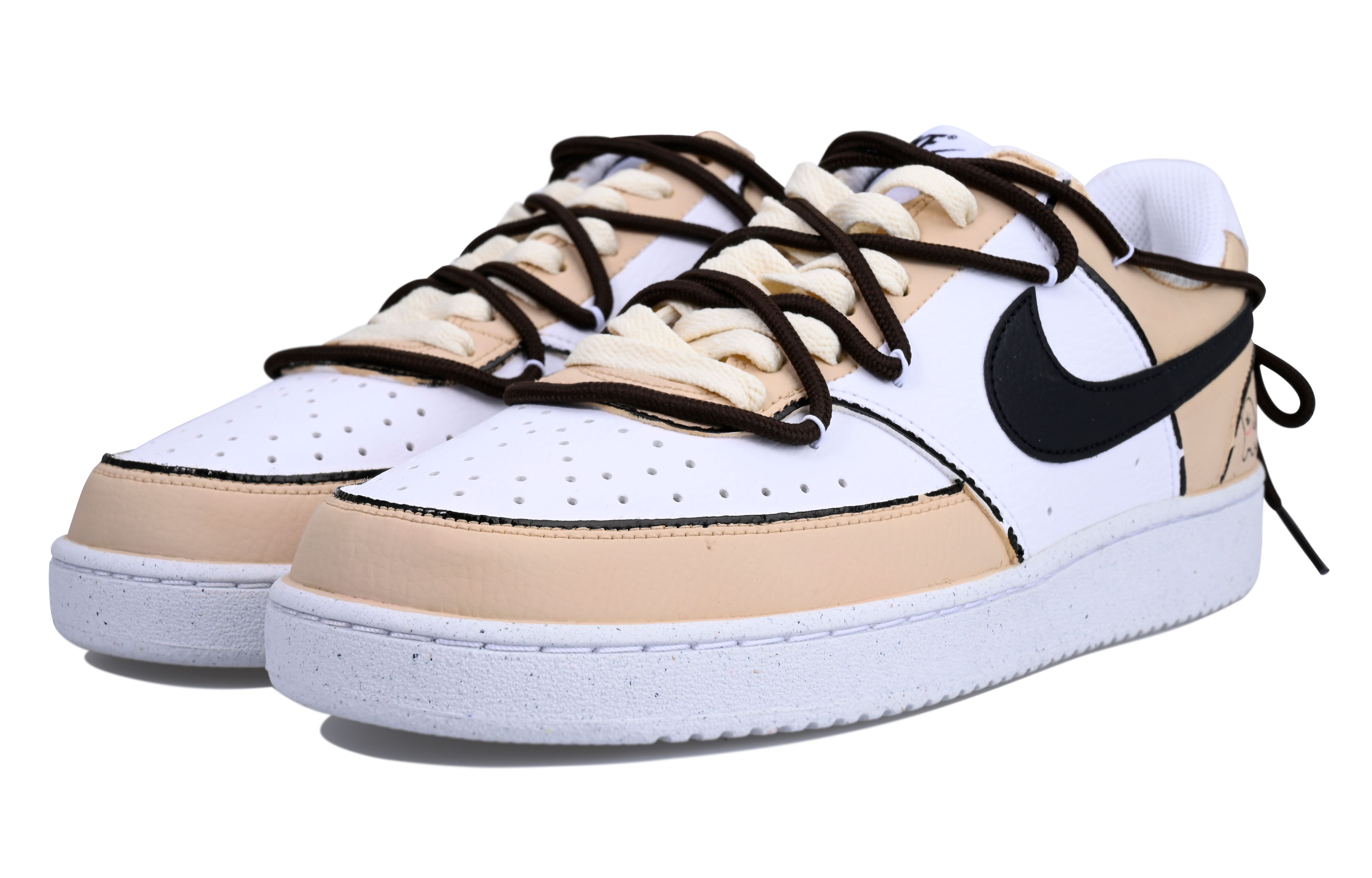 [Custom Shoes] Nike Court Vision 1 Low Brown White 'Vlad Stripe Dog' 圖 3
