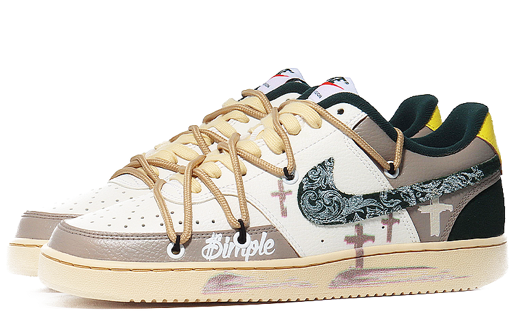 Shop 【客製化球鞋】 Nike Court Vision LO 哥德十字架 虛無城市 耐磨防滑減震 低筒 板鞋 男女同款 帆白綠