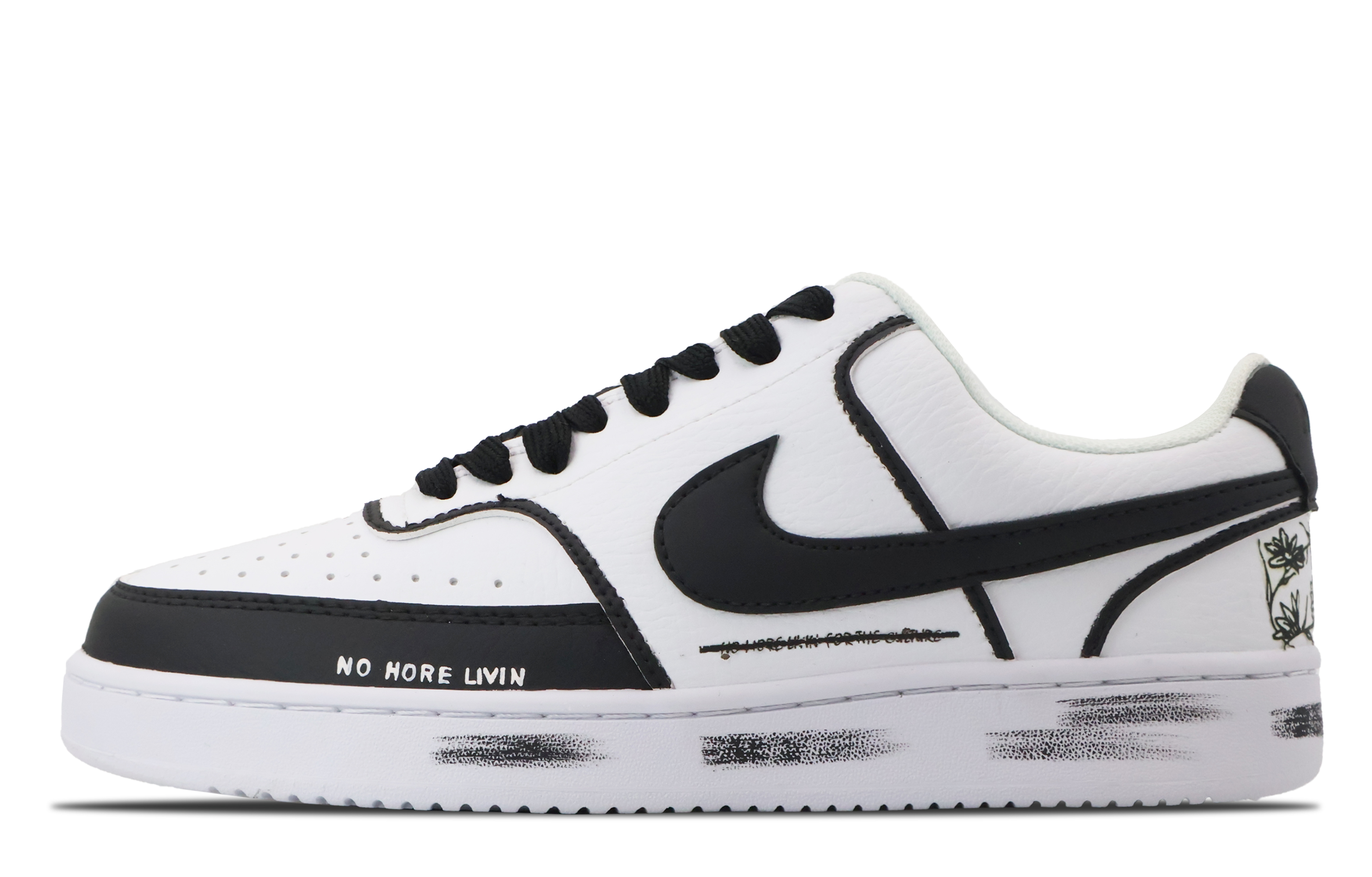 [Custom Shoes] Nike Court Vision Low 'Black Floral'