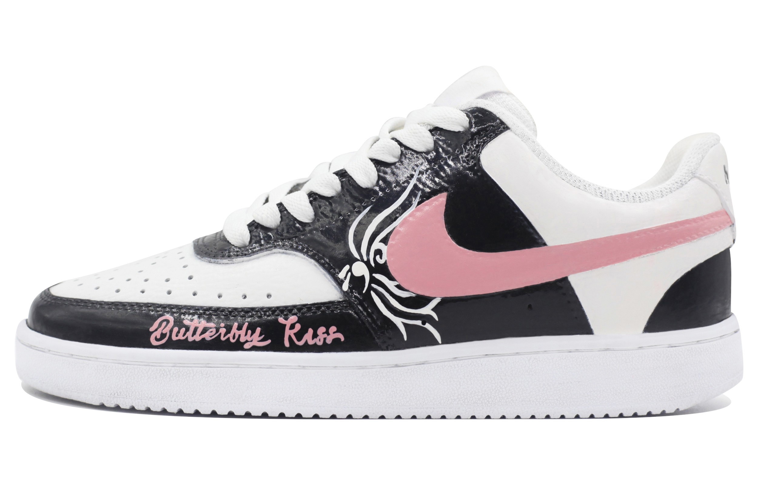 Buy 【定製籃球鞋】Nike Court Vision 1 Low 飛翼 新潮塗鴉 防滑 低筒 板鞋 男款 黑粉