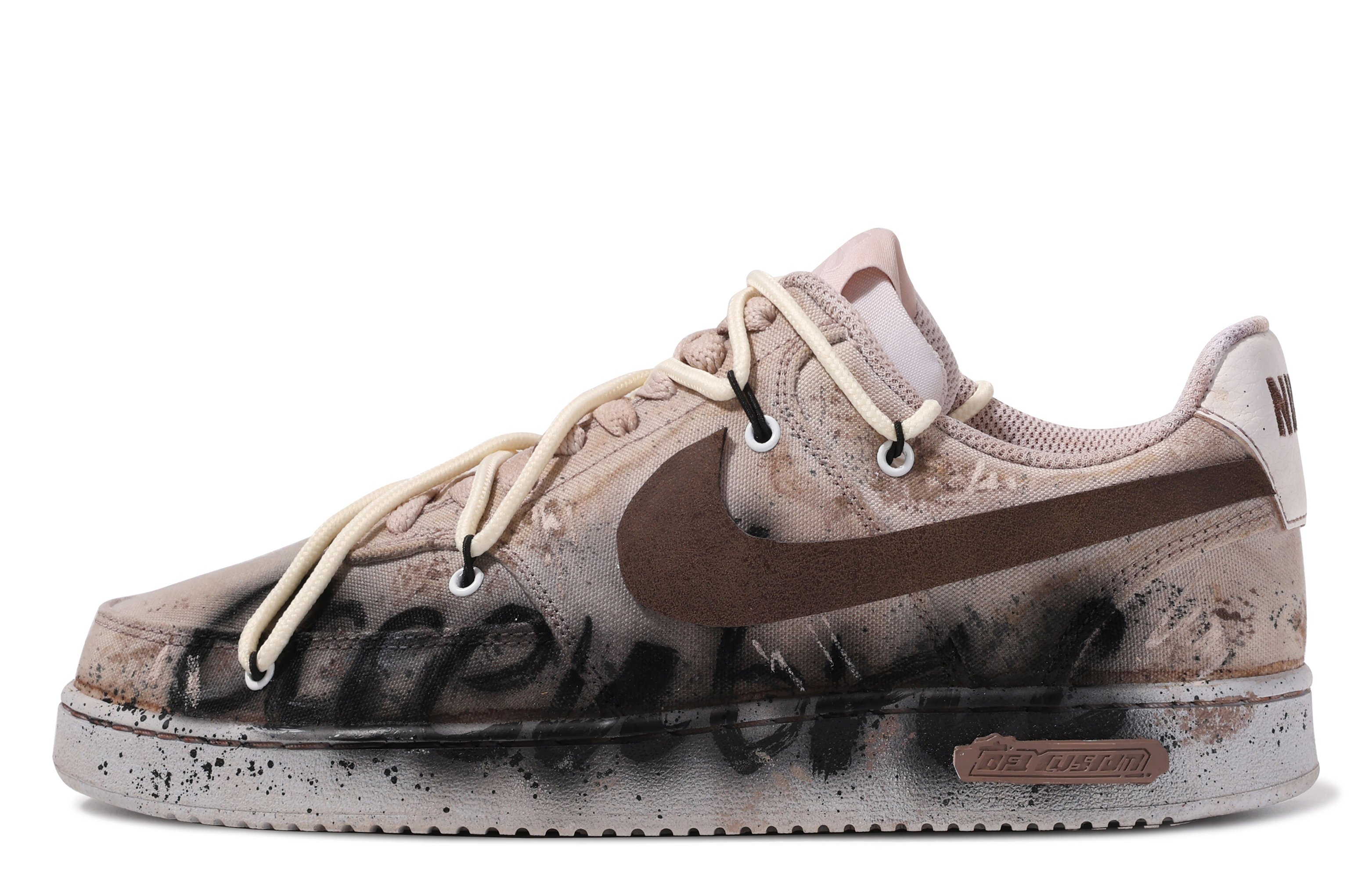 [Custom Shoes] Nike Court Vision Low 'Brown-White Da Vinci Graffiti'