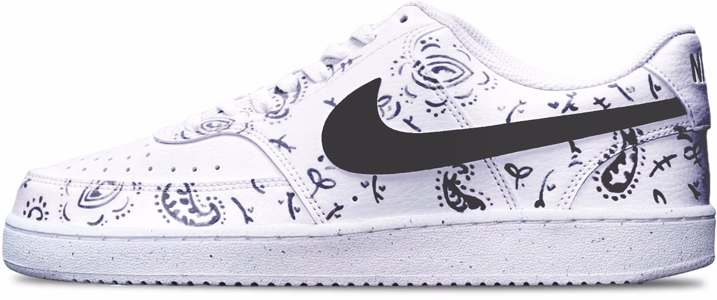 custom-shoes-nike-court-vision-low-cashew-flower-hand-painted-black-and-white