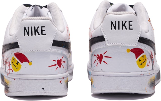 【訂製球鞋】 Nike Court Vision Low CS 塗鴉 聖誕主題 手繪塗鴉 特殊鞋盒 低幫 板鞋 男款 黑白 Shop 【訂製球鞋】 Nike Court Vision Low CS 塗鴉 聖誕主題 手繪塗鴉 特殊鞋盒 低幫 板鞋 男款 黑白