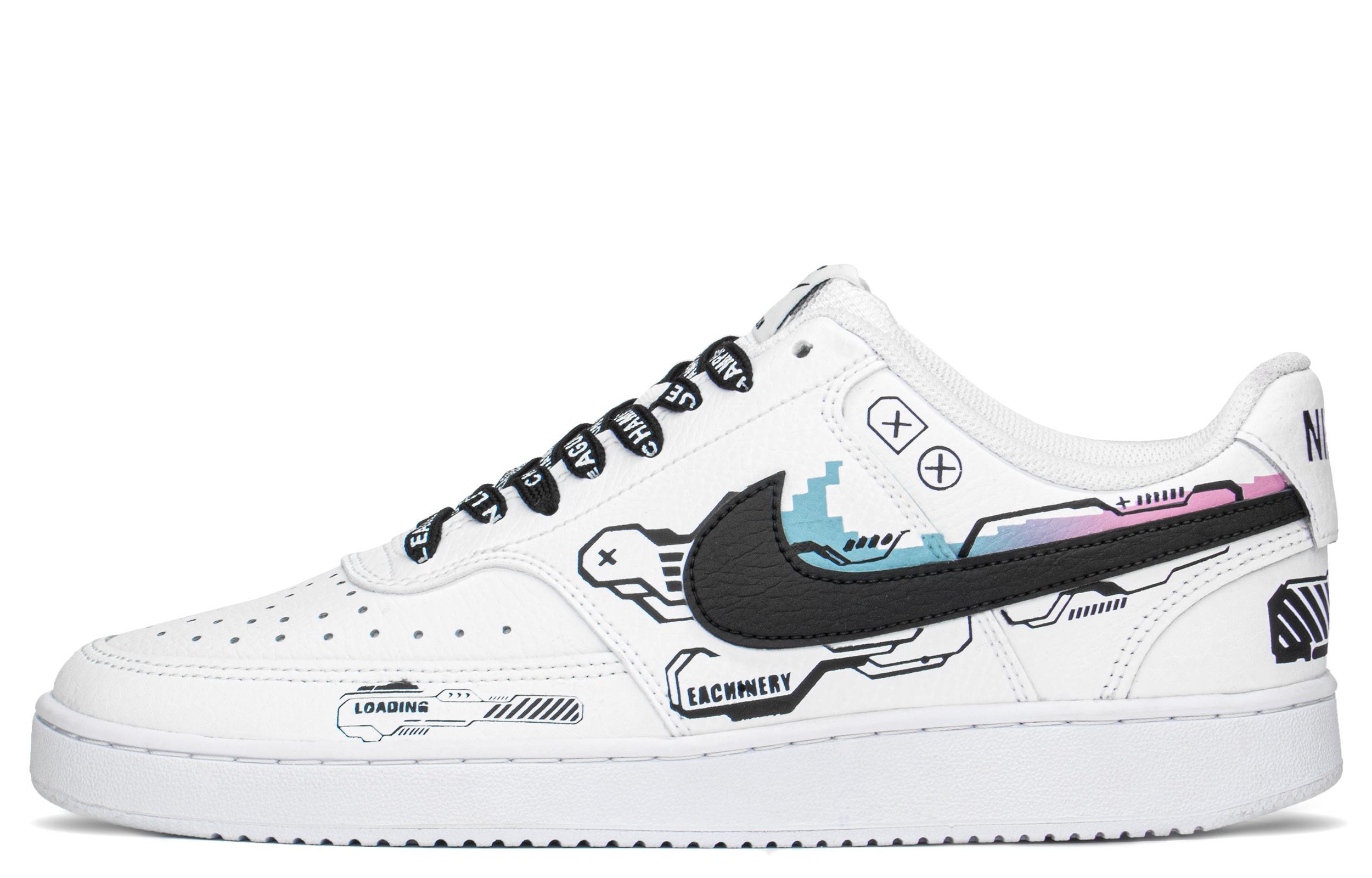 Buy 【定制球鞋】Nike Court Vision 1 Low 情人節禮盒 解構 賽博機械 低幫 板鞋 男款 藍粉黑白