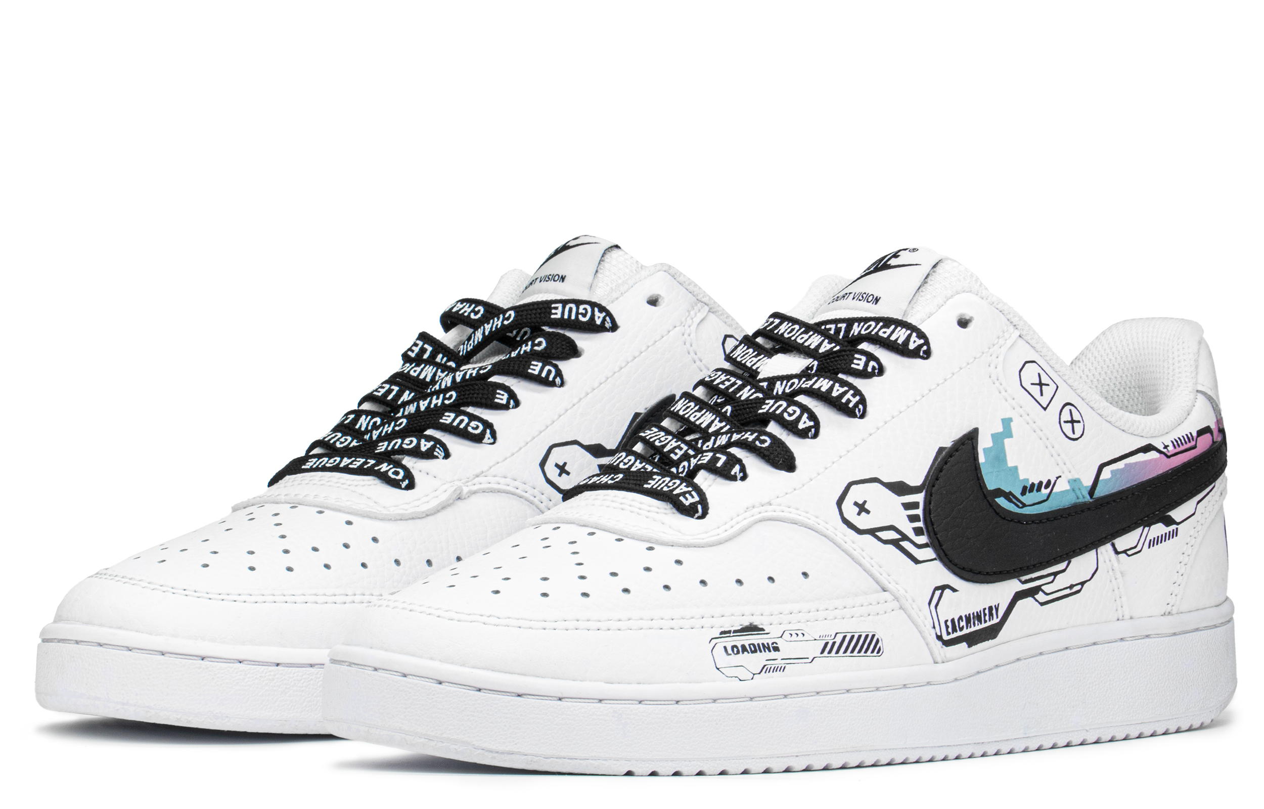 Lookbook 【定制球鞋】Nike Court Vision 1 Low 情人節禮盒 解構 賽博機械 低幫 板鞋 男款 藍粉黑白