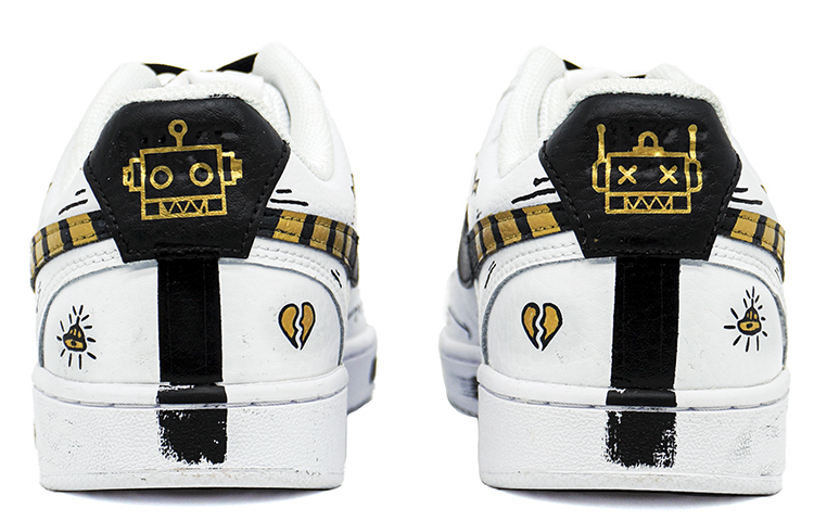 Shop 나이키 커스텀 코트 비전 로우 '로봇 해바라기' (80자) CD5463-101(Team肆-梅花机器人涂鸦喷绘)