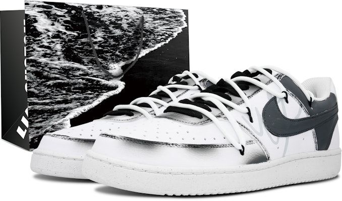 【定製籃球鞋】Nike Court Vision 1 獨行 特殊包裝 小眾潮流 漸變噴繪 低筒 板鞋 男款 灰色 Buy 【定製籃球鞋】Nike Court Vision 1 獨行 特殊包裝 小眾潮流 漸變噴繪 低筒 板鞋 男款 灰色