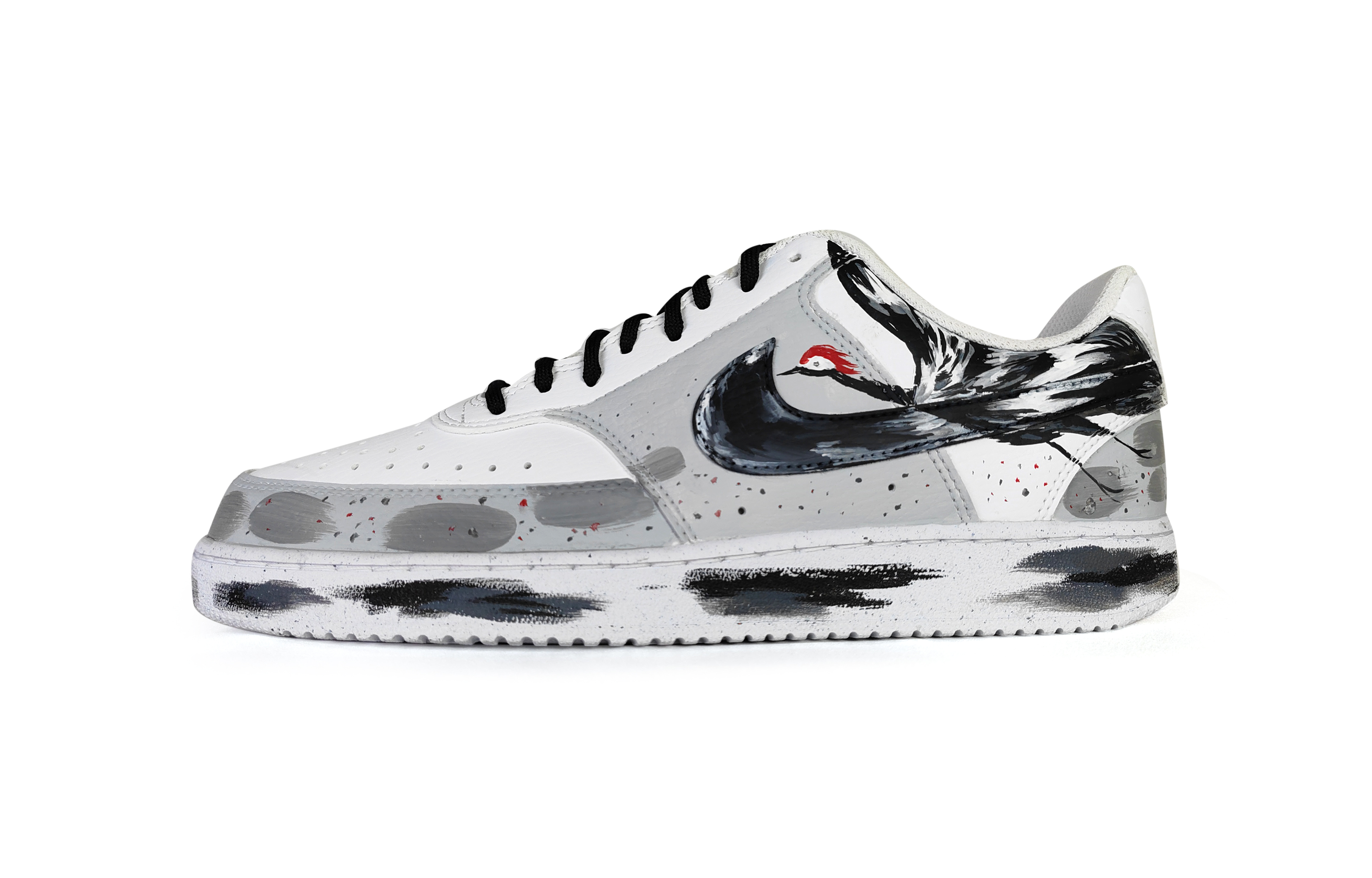 Buy 나이키 커스텀 코트 비전 로우 '회색 잉크 학' (72 characters) DH2987-101（Team209-男款仙墨飞羽）