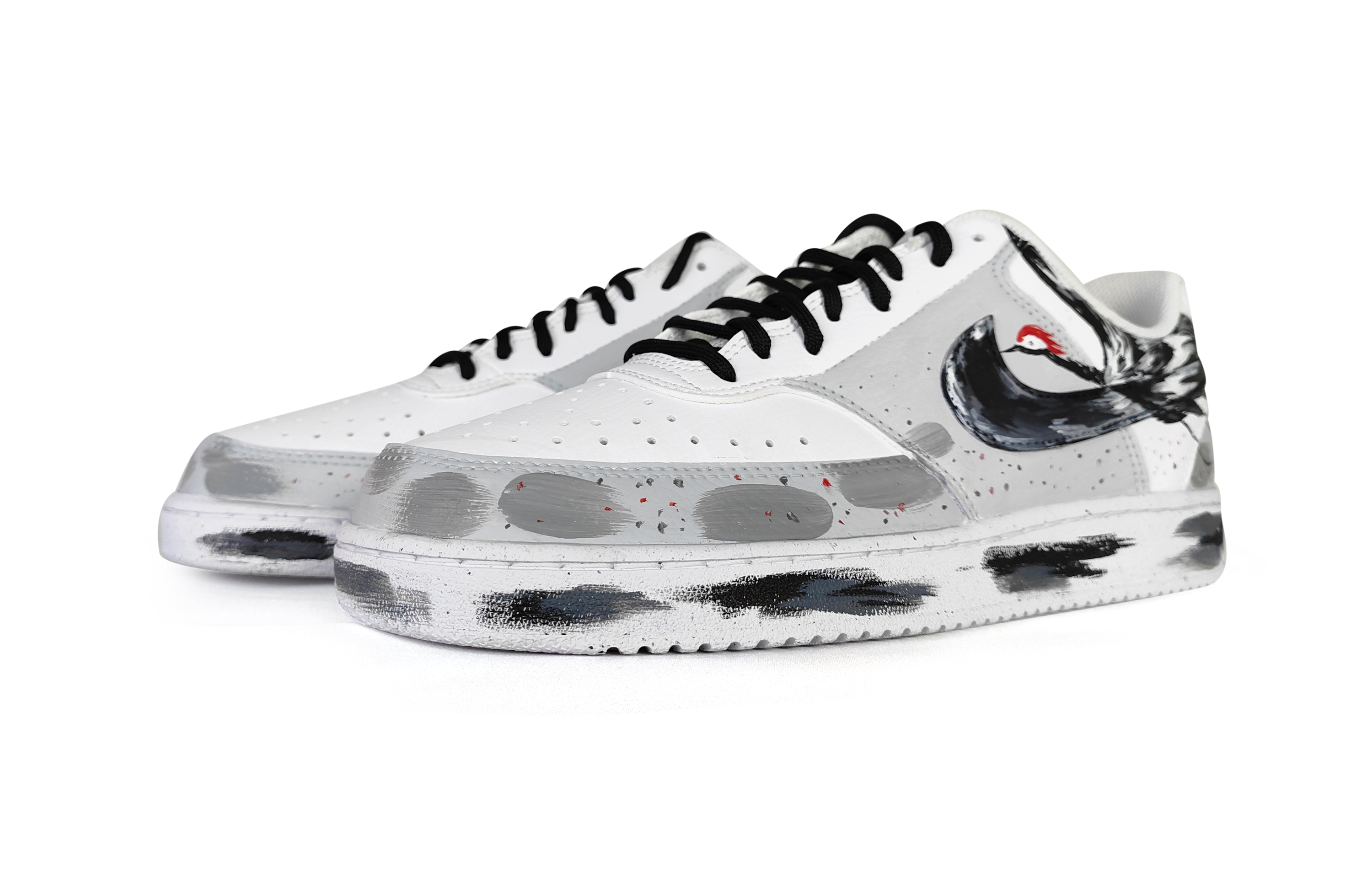 Shop 나이키 커스텀 코트 비전 로우 '회색 잉크 학' (72 characters) DH2987-101（Team209-男款仙墨飞羽）