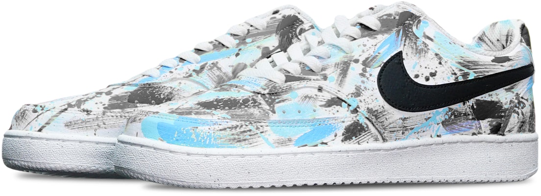 나이키 커스텀 잉크 그라피티 코트 비전 로우 DH2987-101(TeamT-中国风水墨涂鸦黑白蓝QD) Lookbook 나이키 커스텀 잉크 그라피티 코트 비전 로우 DH2987-101(TeamT-中国风水墨涂鸦黑白蓝QD)