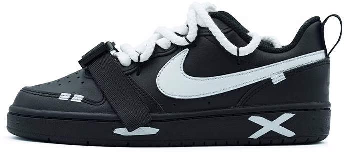 custom-shoes-nike-court-vision-low-matte-deconstructed-black-white