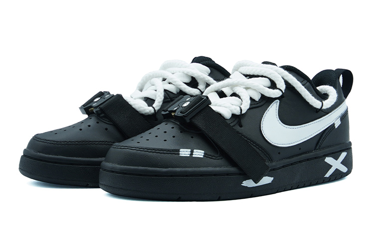 Lookbook [Kasut Rekaan Tersuai] Nike Court Vision Low 'Matte Deconstructed Hitam-Putih' BQ5448-001(Team6-机能黑S-BOX)