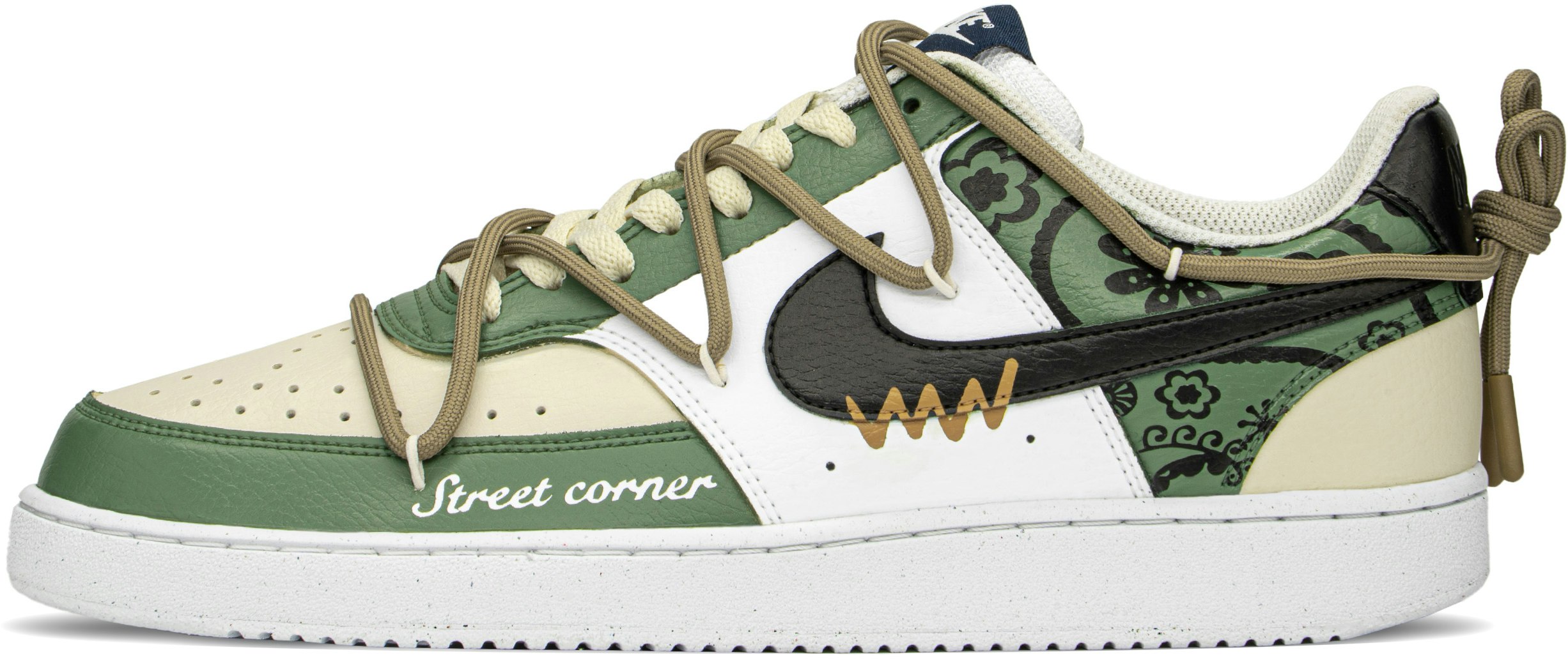 custom-shoes-nike-court-vision-low-qixi-streetwear-khaki-green