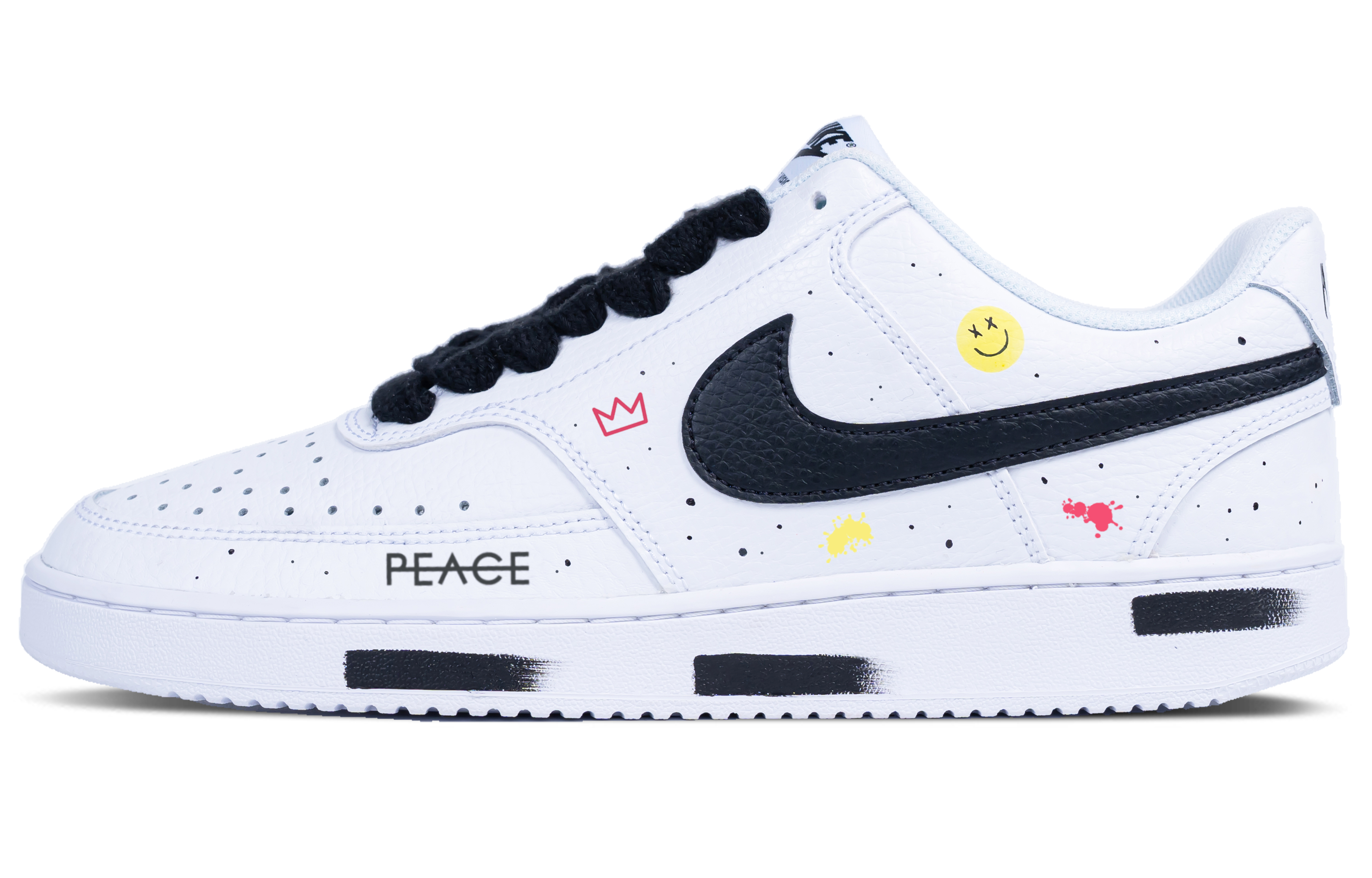 [Custom Shoes] Nike Court Vision Low 'Smiley Letter Graffiti White-Black'