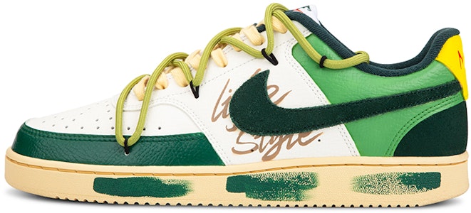 ナイキ コートビジョン ミッド 'グリーンホワイト - デコンストラップ' カスタムシューズ FD0320-133(TeamF-户外街头) Buy ナイキ コートビジョン ミッド 'グリーンホワイト - デコンストラップ' カスタムシューズ FD0320-133(TeamF-户外街头)