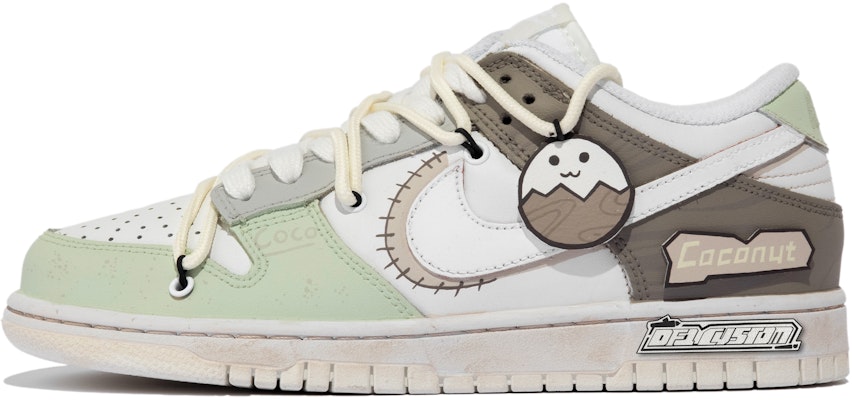 【客製化球鞋】Nike Dunk Low 達文西客製化 扭盡椰汁 xhzz 椰汁 塗鴉 簡約 低筒 板鞋 男款 棕綠白 Buy 【客製化球鞋】Nike Dunk Low 達文西客製化 扭盡椰汁 xhzz 椰汁 塗鴉 簡約 低筒 板鞋 男款 棕綠白