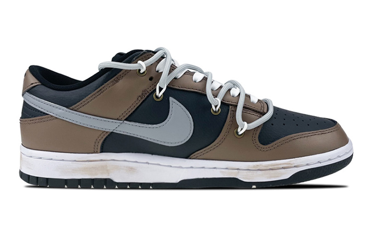 Order 【定制球鞋】Nike Dunk Low 是在玩鞋 復古 做舊 機能 解構 金屬扣 笑臉 字母 線條 低幫 板鞋 GS 黑棕