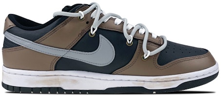 【定制球鞋】Nike Dunk Low 是在玩鞋 復古 做舊 機能 解構 金屬扣 笑臉 字母 線條 低幫 板鞋 GS 黑棕 Order 【定制球鞋】Nike Dunk Low 是在玩鞋 復古 做舊 機能 解構 金屬扣 笑臉 字母 線條 低幫 板鞋 GS 黑棕