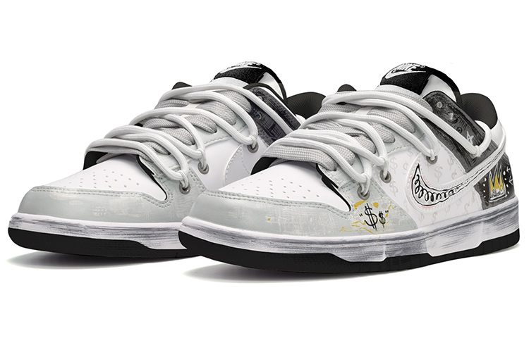 Lookbook 나이키 커스텀 덩크 로우 '그래피티 머니'(검/흰/회) DD1391-100(TeamE-男款金钱符号黑白灰)