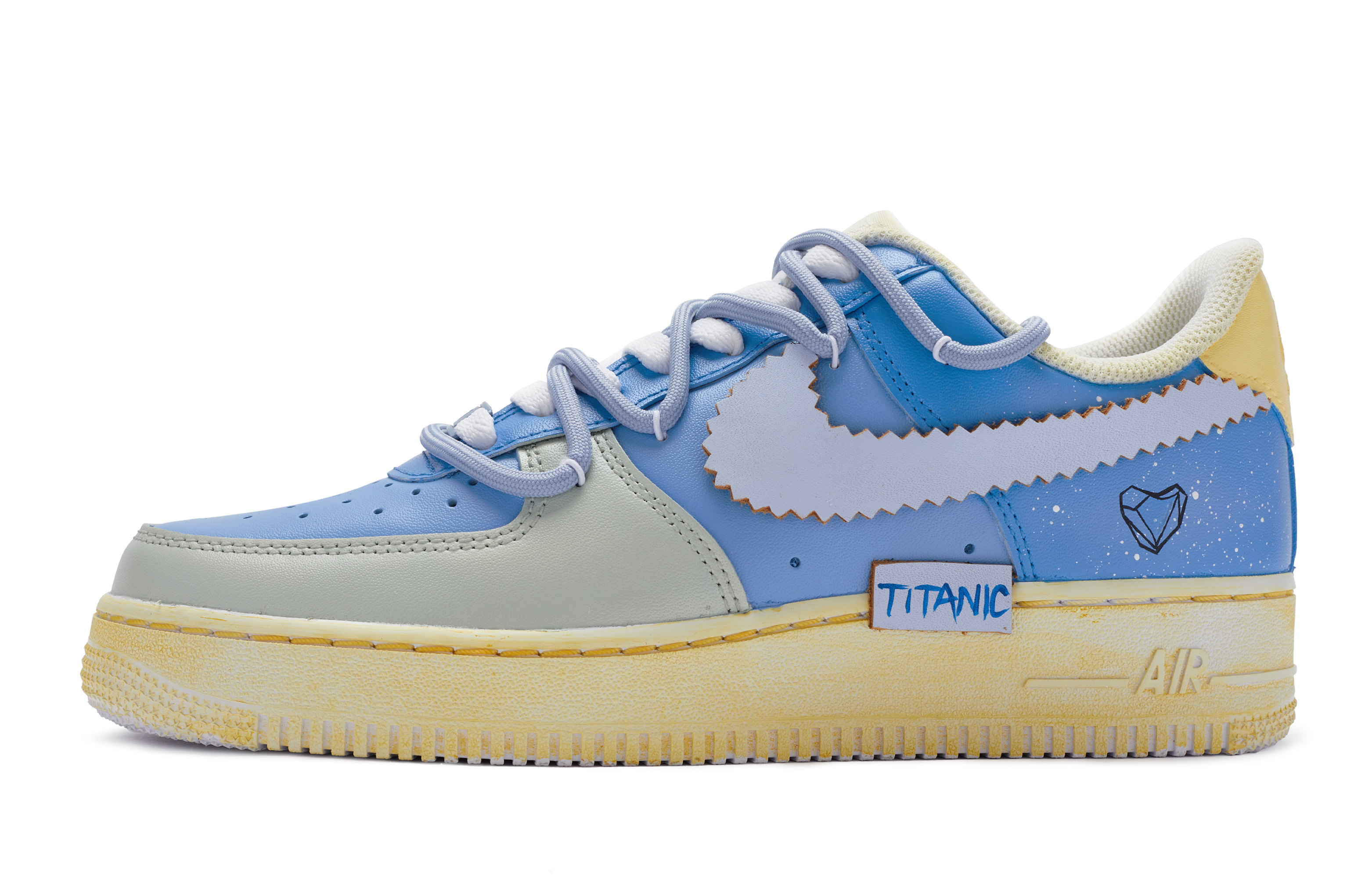 Buy Nike Air Force 1 "Océano" Personalizadas Azul/Amarillo/Gris DH2920-111(TeamR-女款海洋之心)