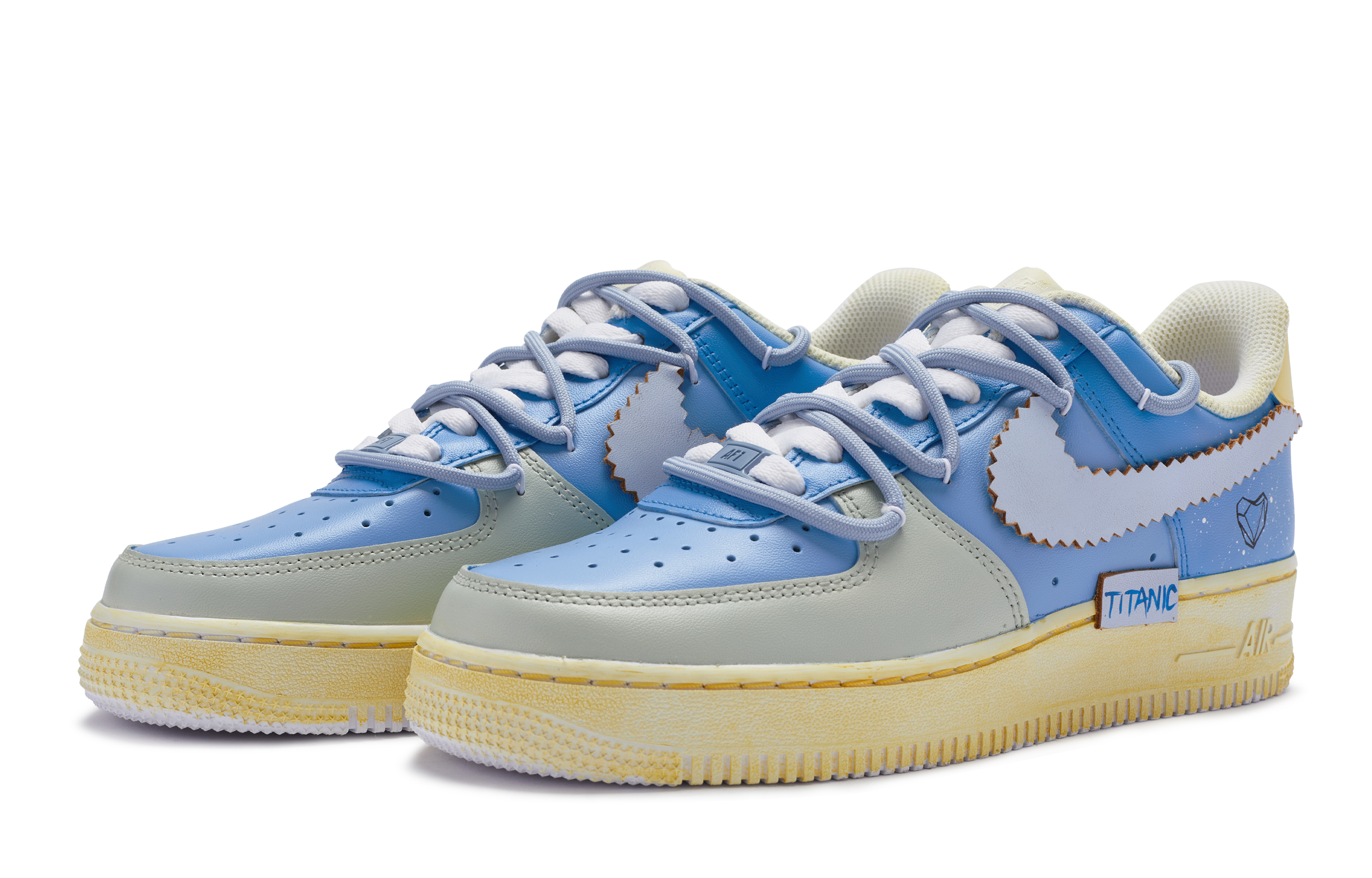 Lookbook Nike Air Force 1 "Océano" Personalizadas Azul/Amarillo/Gris DH2920-111(TeamR-女款海洋之心)