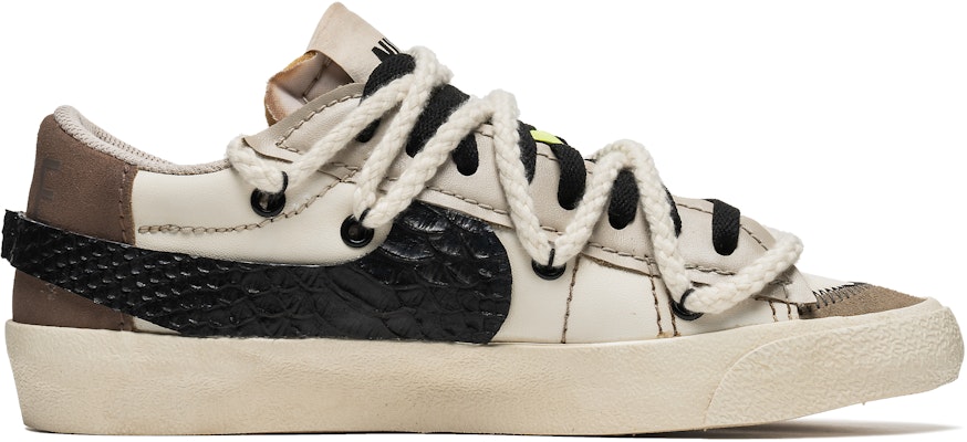 【訂製球鞋】Nike Blazer Low 野鶴製造 咖啡染 蛇紋SWOOSH 解構雙鞋帶 防滑 低筒 板鞋 男款 黑棕 Order 【訂製球鞋】Nike Blazer Low 野鶴製造 咖啡染 蛇紋SWOOSH 解構雙鞋帶 防滑 低筒 板鞋 男款 黑棕