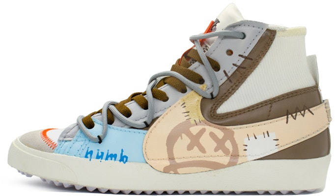 【客製化球鞋】Nike Blazer 麻木救贖 解構 補丁 塗鴉 潮流 街頭 防滑耐磨 中筒 板鞋 男女款 橙褐色 Order 【客製化球鞋】Nike Blazer 麻木救贖 解構 補丁 塗鴉 潮流 街頭 防滑耐磨 中筒 板鞋 男女款 橙褐色