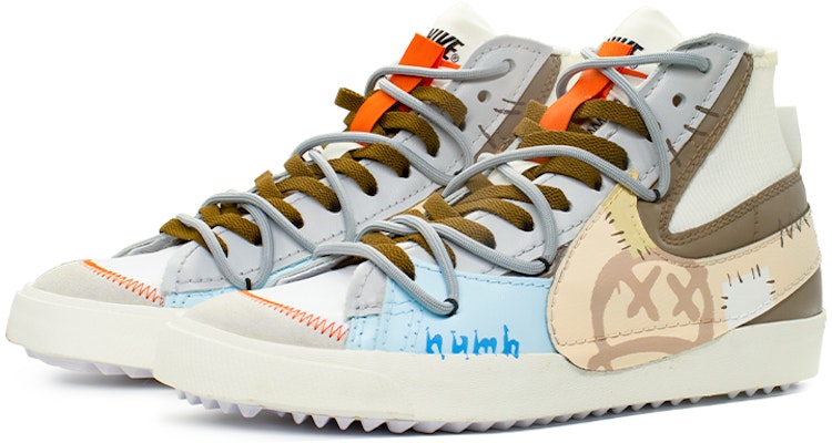 【客製化球鞋】Nike Blazer 麻木救贖 解構 補丁 塗鴉 潮流 街頭 防滑耐磨 中筒 板鞋 男女款 橙褐色 Shop 【客製化球鞋】Nike Blazer 麻木救贖 解構 補丁 塗鴉 潮流 街頭 防滑耐磨 中筒 板鞋 男女款 橙褐色