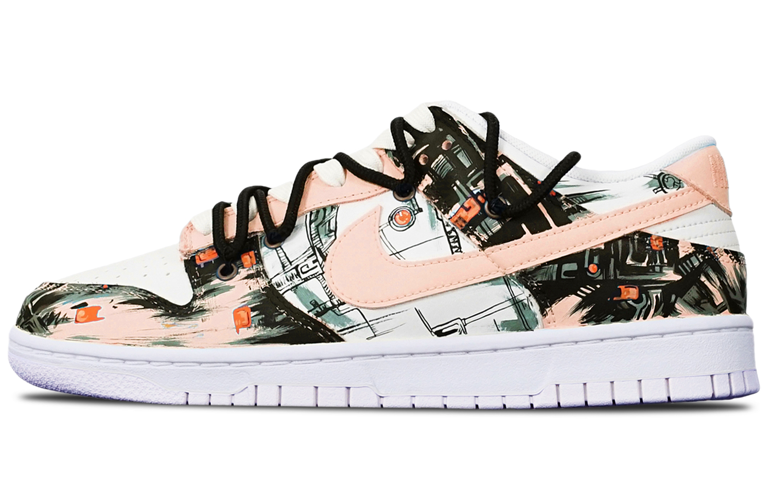 [Custom Shoes] Nike Custom Dunk Low 'Cyberpunk Abstract Graffiti - Orange White'