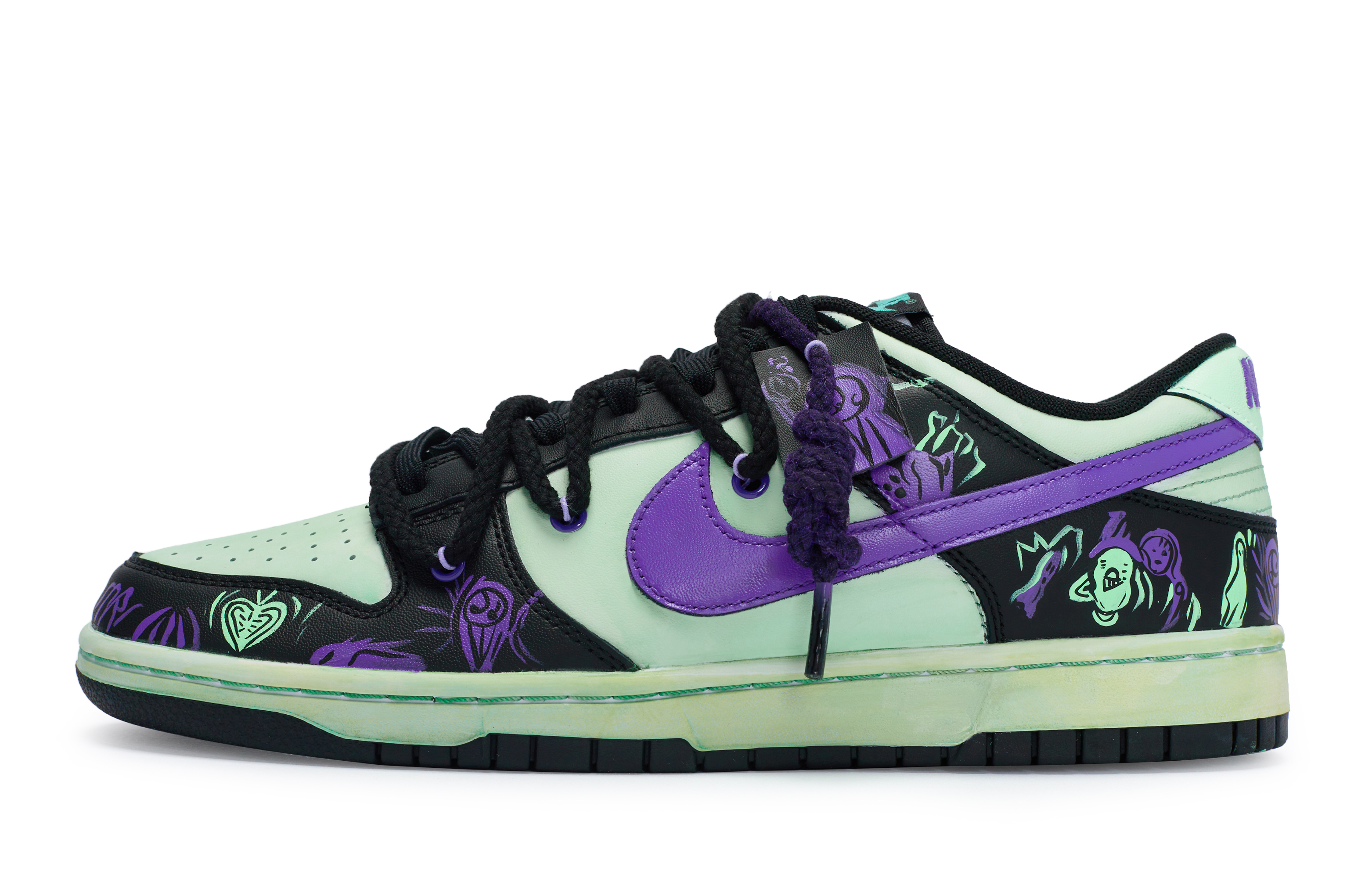 [Custom Shoes] Nike Custom Dunk Low 'Cyberpunk Green-Purple-Black' 圖 2