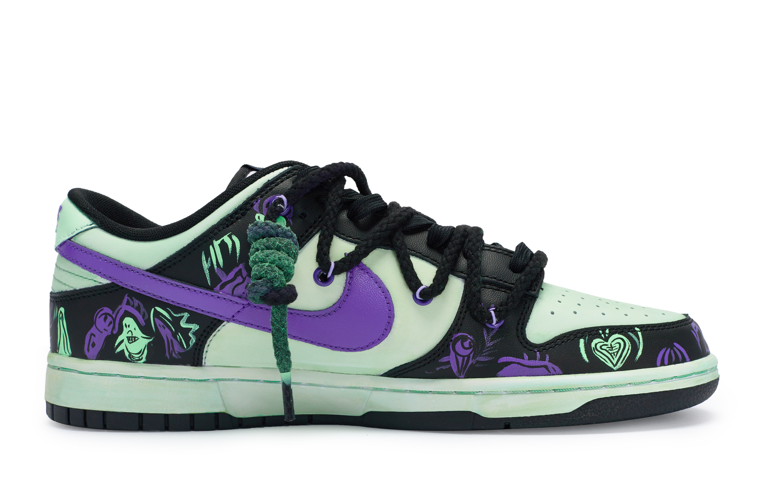 [Custom Shoes] Nike Custom Dunk Low 'Cyberpunk Green-Purple-Black' 圖 4