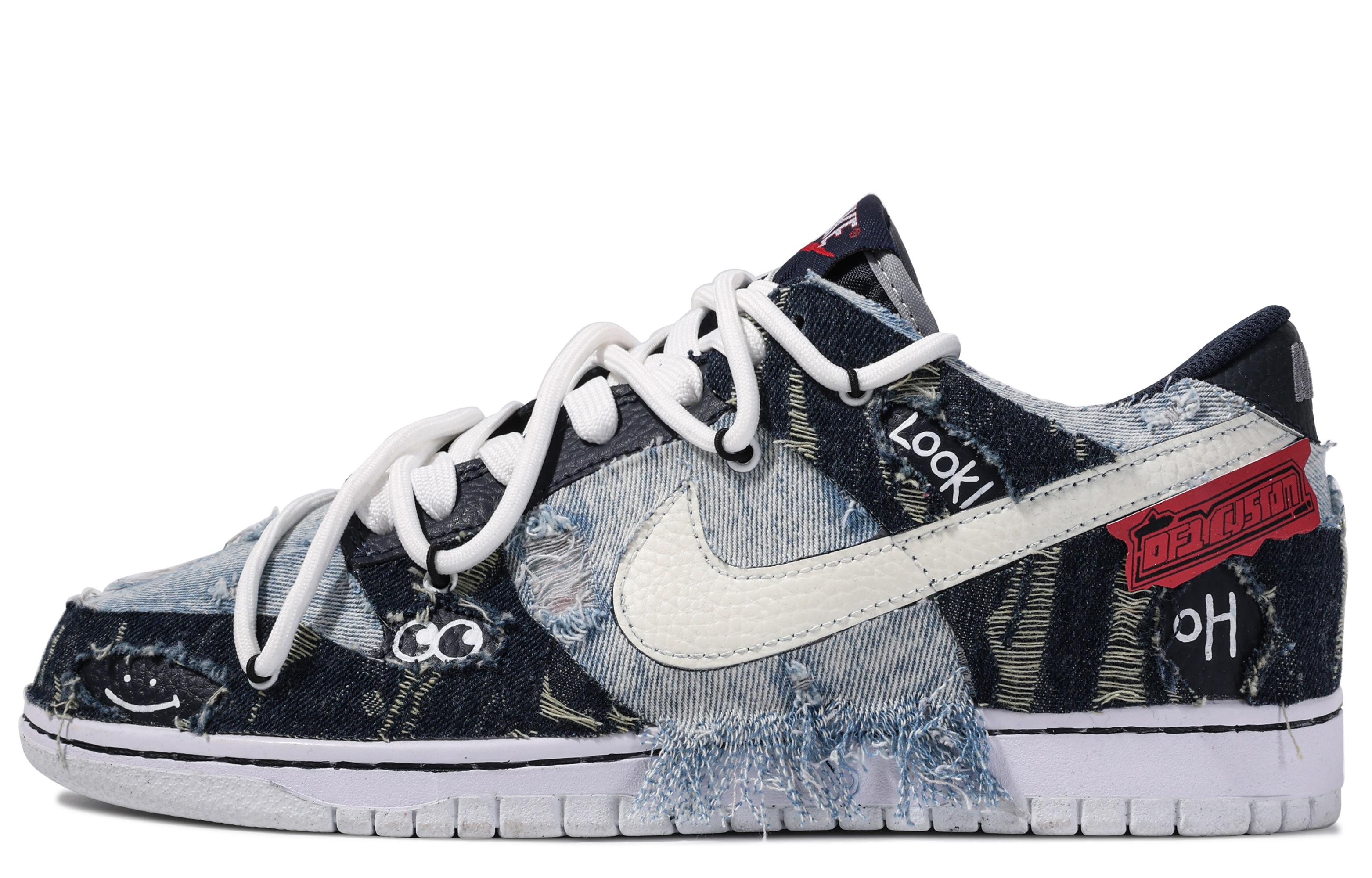 Buy 【訂製球鞋】Nike Dunk Low 達文西訂製 破爛不堪 街頭 做舊 拼接 牛仔 丹寧 潮流 百搭 舒適 低筒 板鞋 男款 藍黑