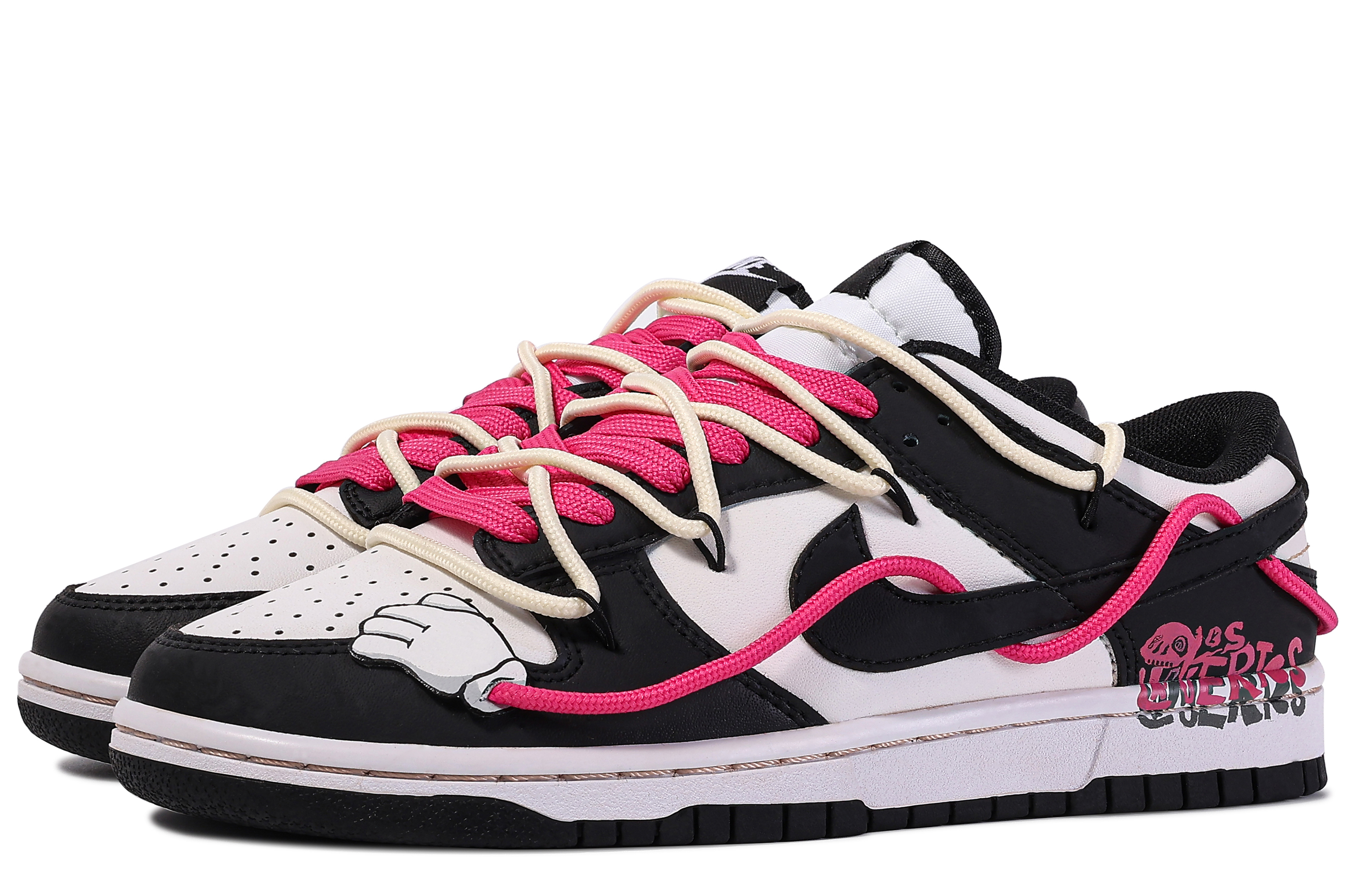 Shop 【客製球鞋】Nike Dunk Low 達文西定制 禮盒機械鬼手 解構 立體 塗鴉 搭配舒適 低筒 板鞋 GS 黑粉