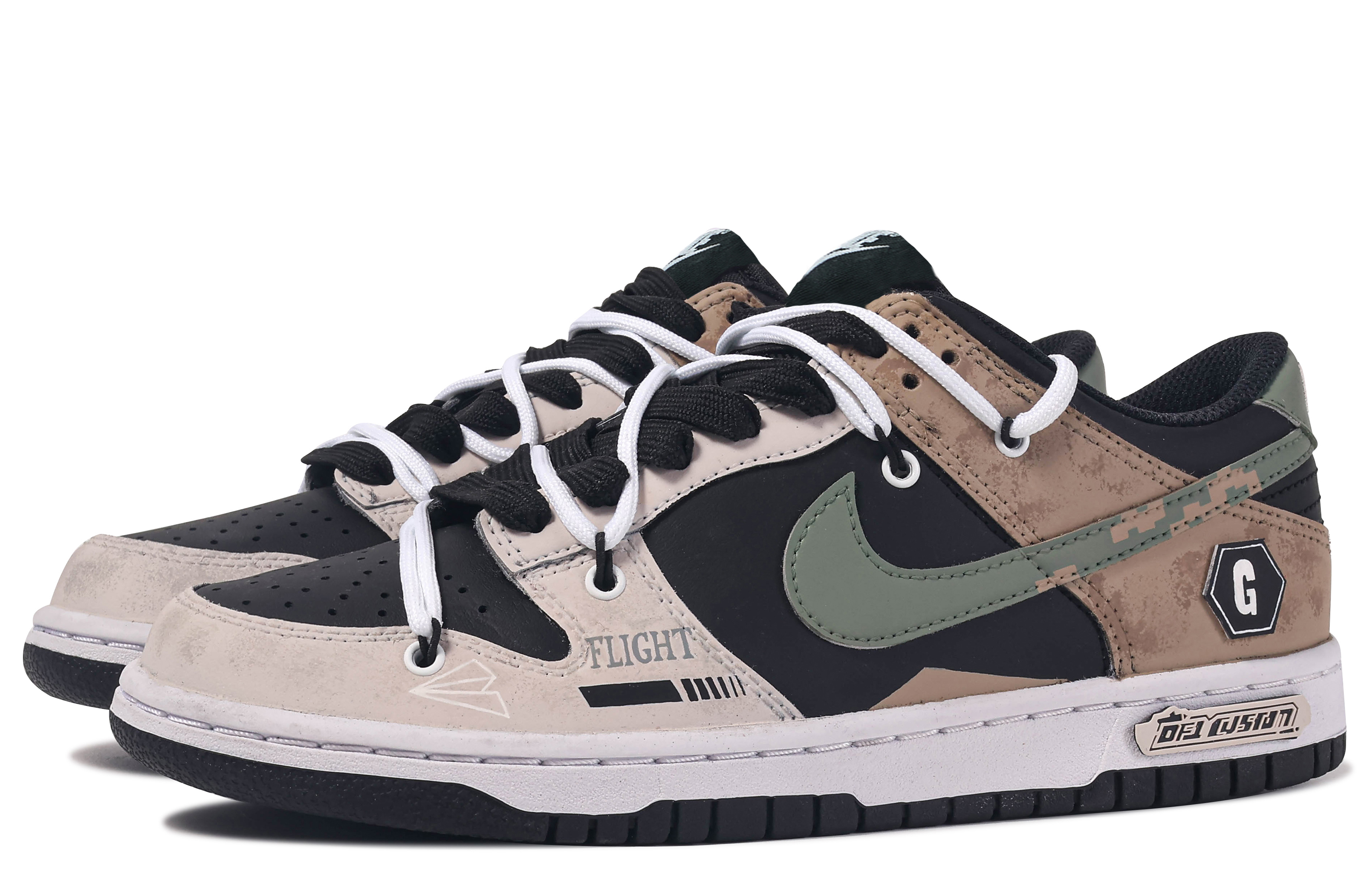 Lookbook 【カスタムシューズ】ナイキカスタムxダンクロー "ダヴィンチ迷彩グリーンブラック" DV0831-002(TeamM-低空飞行-BOX)