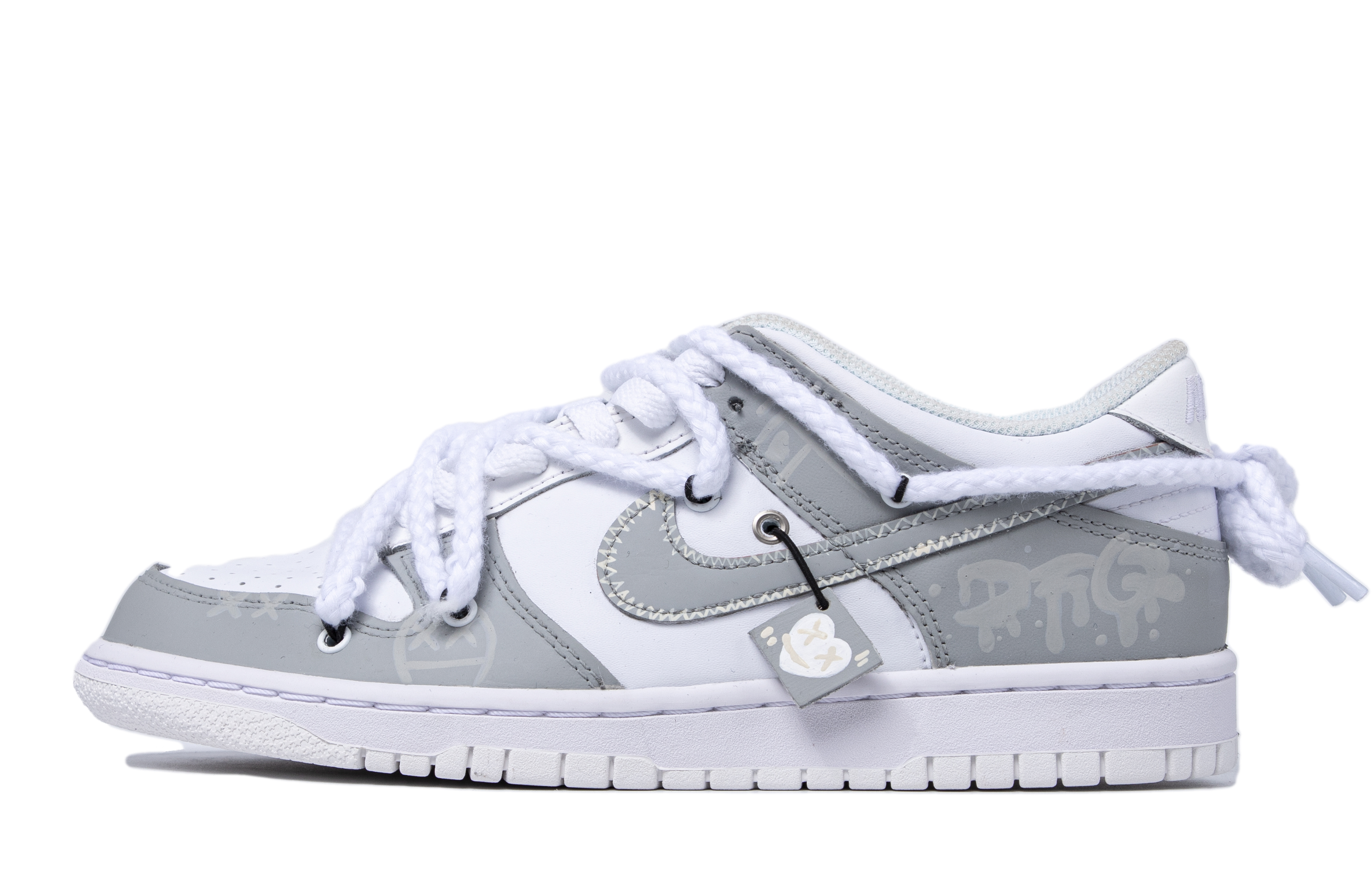 [Custom Shoes] Nike Custom Dunk Low 'Da Vinci Minimal Graffiti Grey-White'