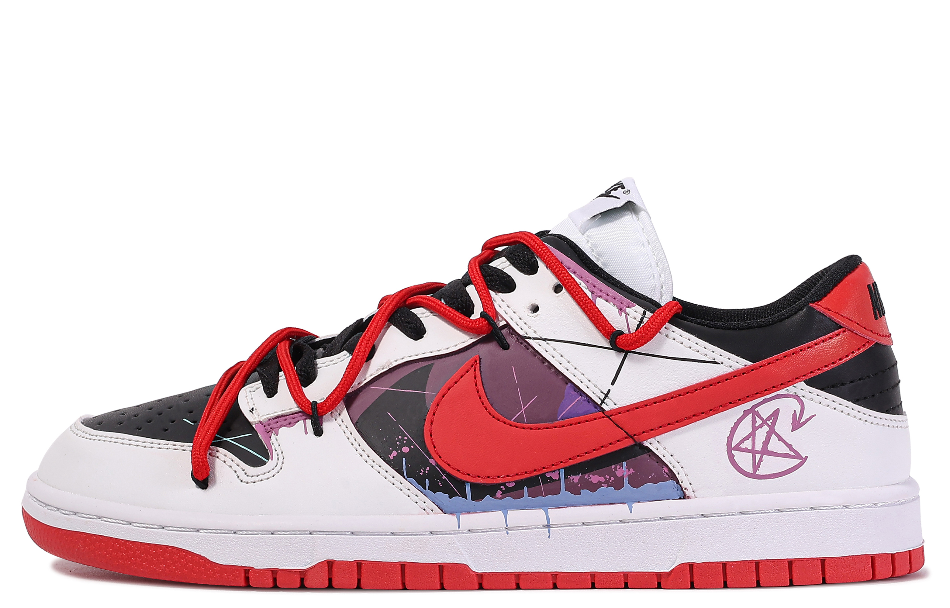 Buy 【定製球鞋】 Nike Dunk Low 達文西定製 龐克塗鴉 塗鴉 線條 簡約 任意搭配 低筒 滑板鞋 男女款式 紅白黑