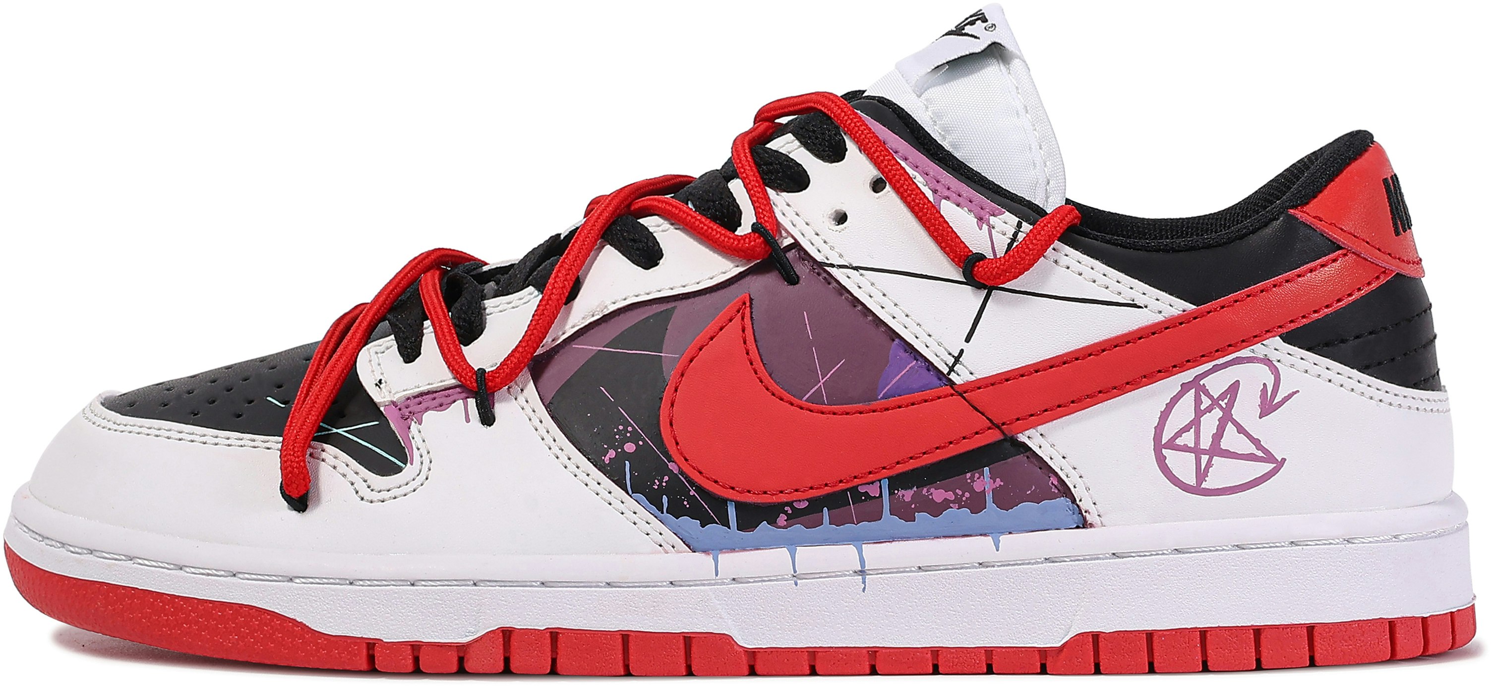 custom-shoes-nike-custom-x-dunk-low-da-vinci-punk-graffiti-red-white-black