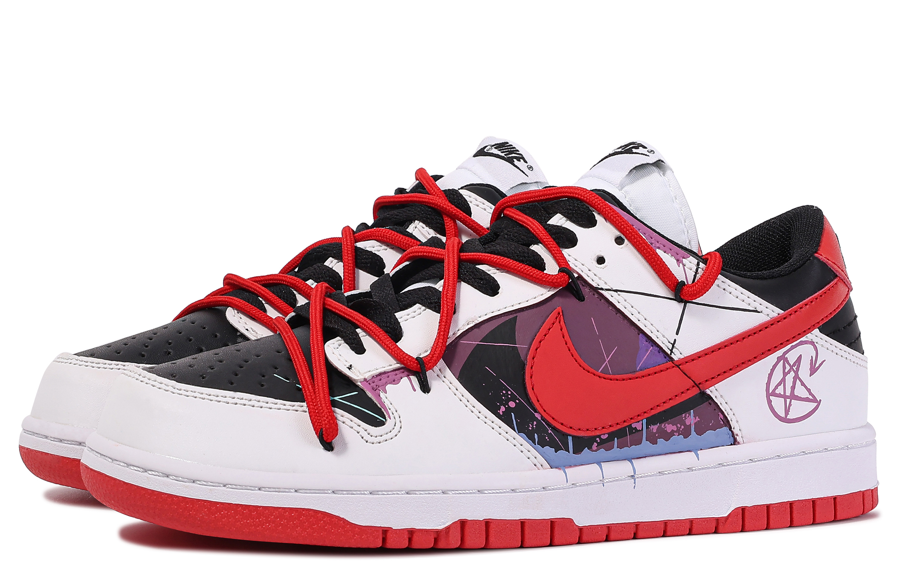Shop 【定製球鞋】 Nike Dunk Low 達文西定製 龐克塗鴉 塗鴉 線條 簡約 任意搭配 低筒 滑板鞋 男女款式 紅白黑